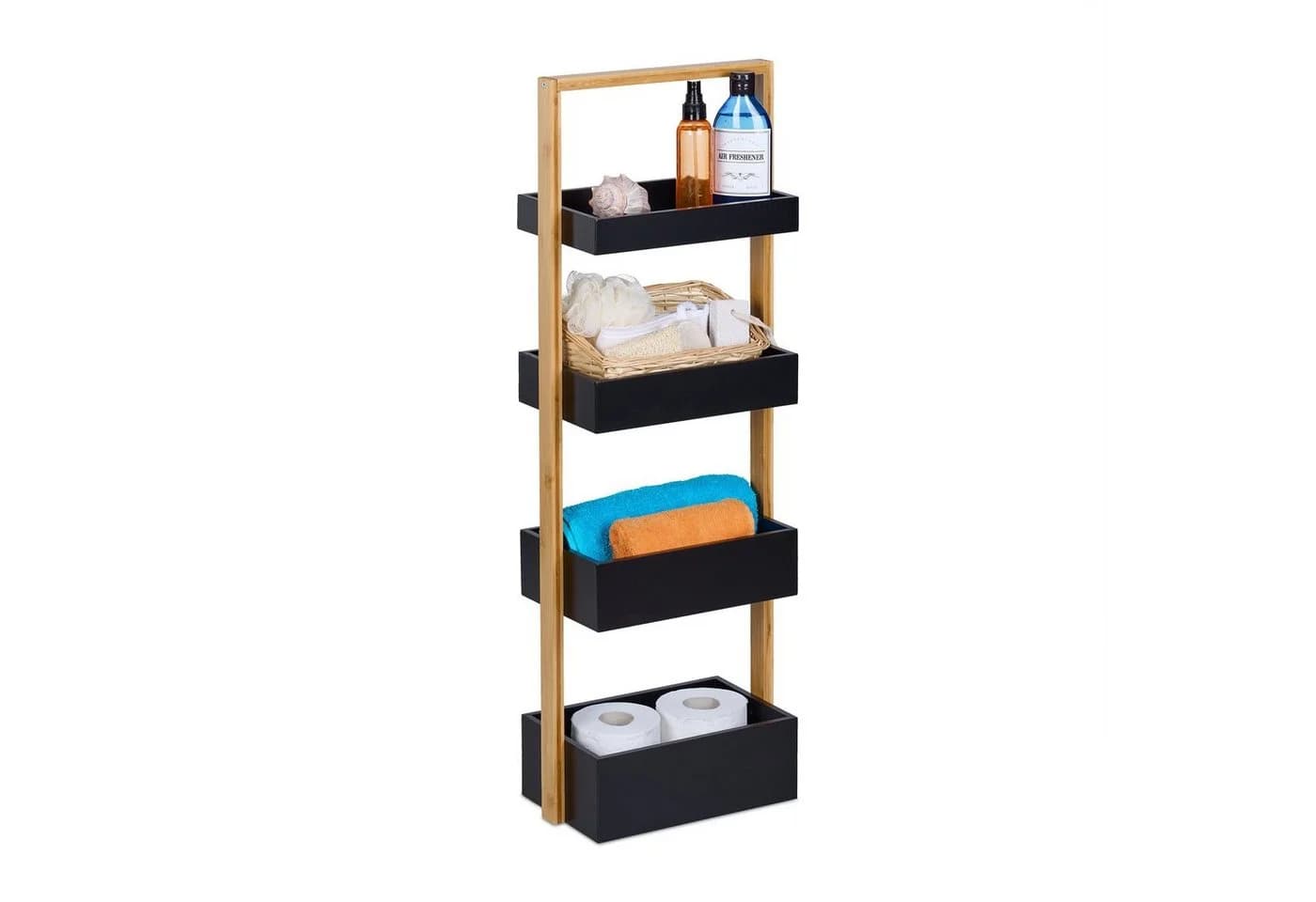 RELAXDAYS Badregal Bambus 4 Ablage Natur/Schwarz - Bild 2