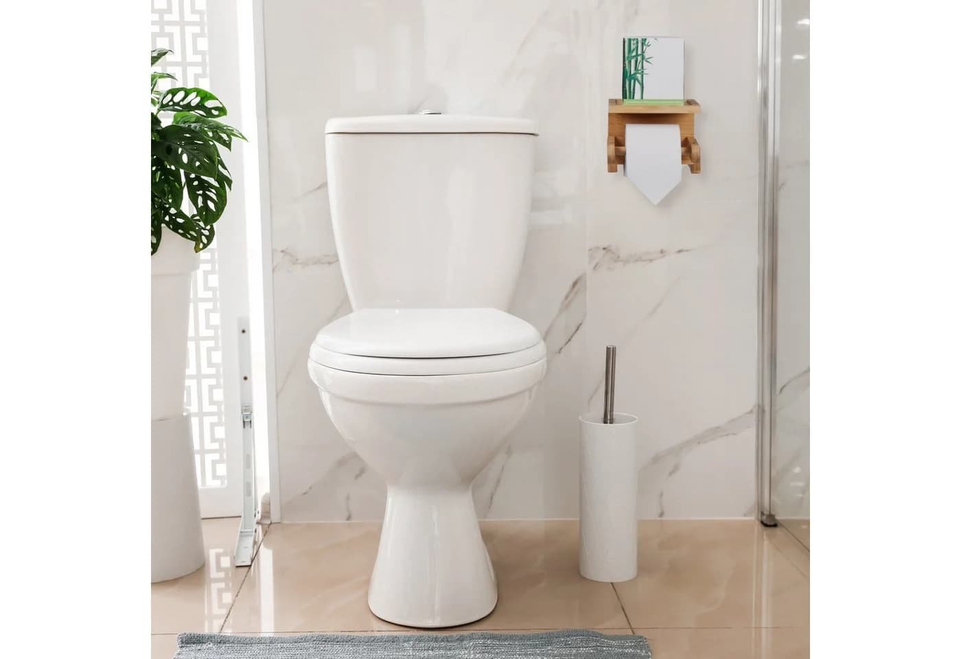 relaxdays Toilettenpapierhalter Bambus mit Ablage