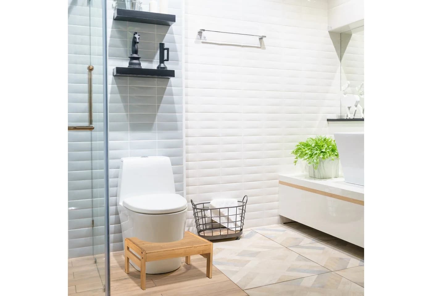 relaxdays Toilettenhocker Bambus