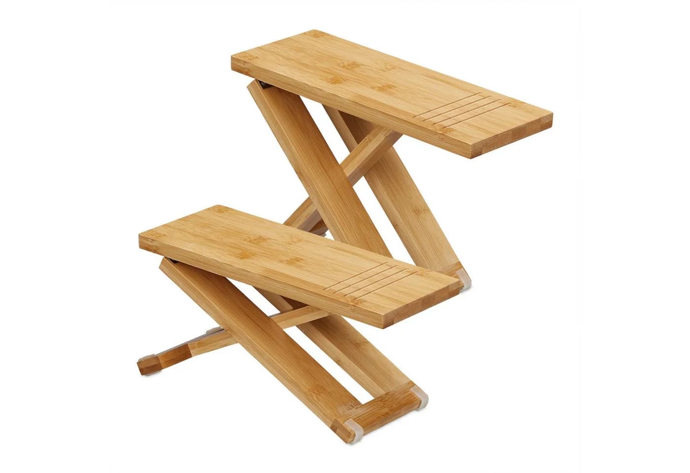 relaxdays Badhocker Klappbar 2-teilig Bambus Höhenverstellbar Natur - Bild 2