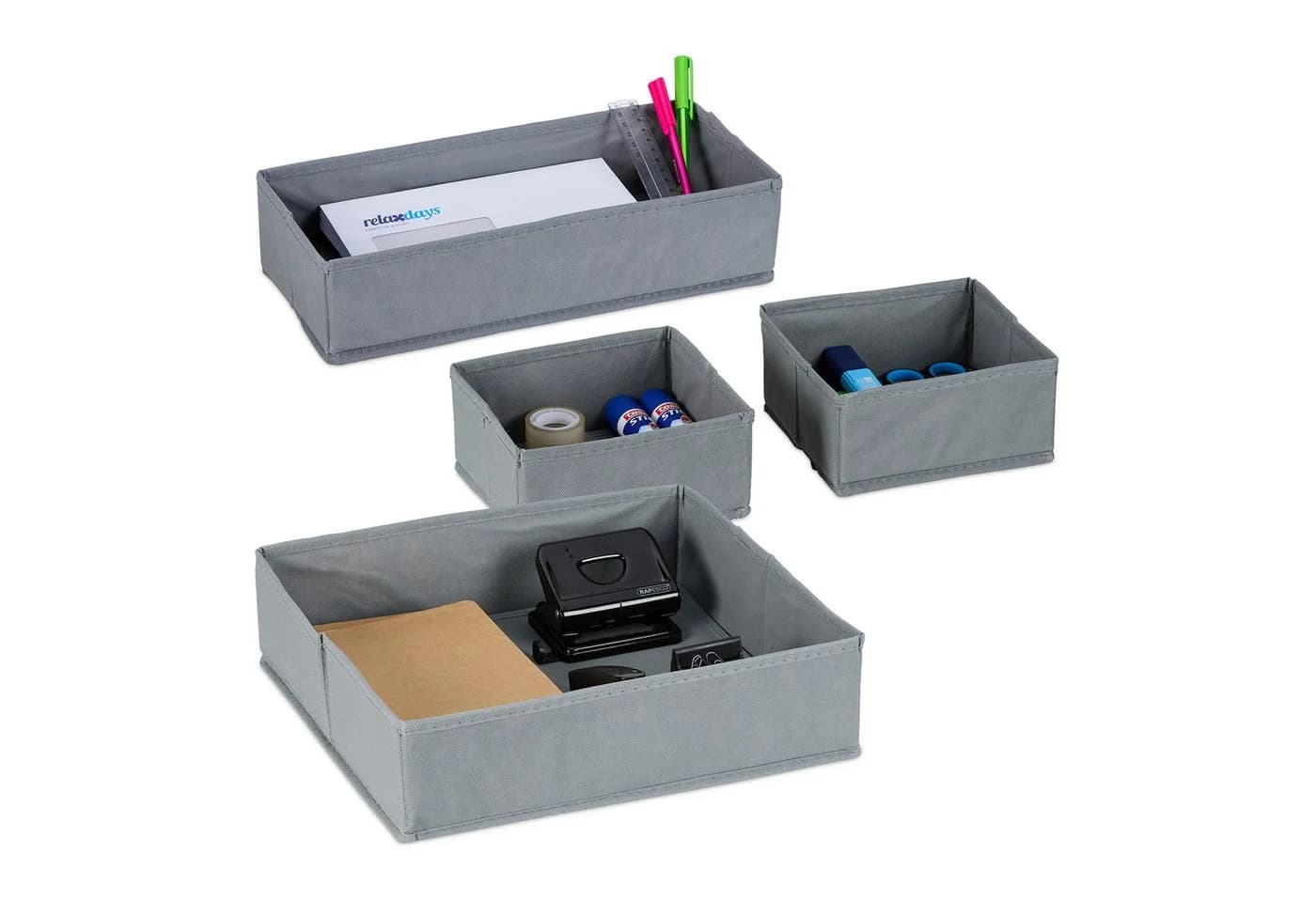 relaxdays Schubladeneinsatz 4-teiliger Schubladen Organizer Vlies Grau - Bild 2