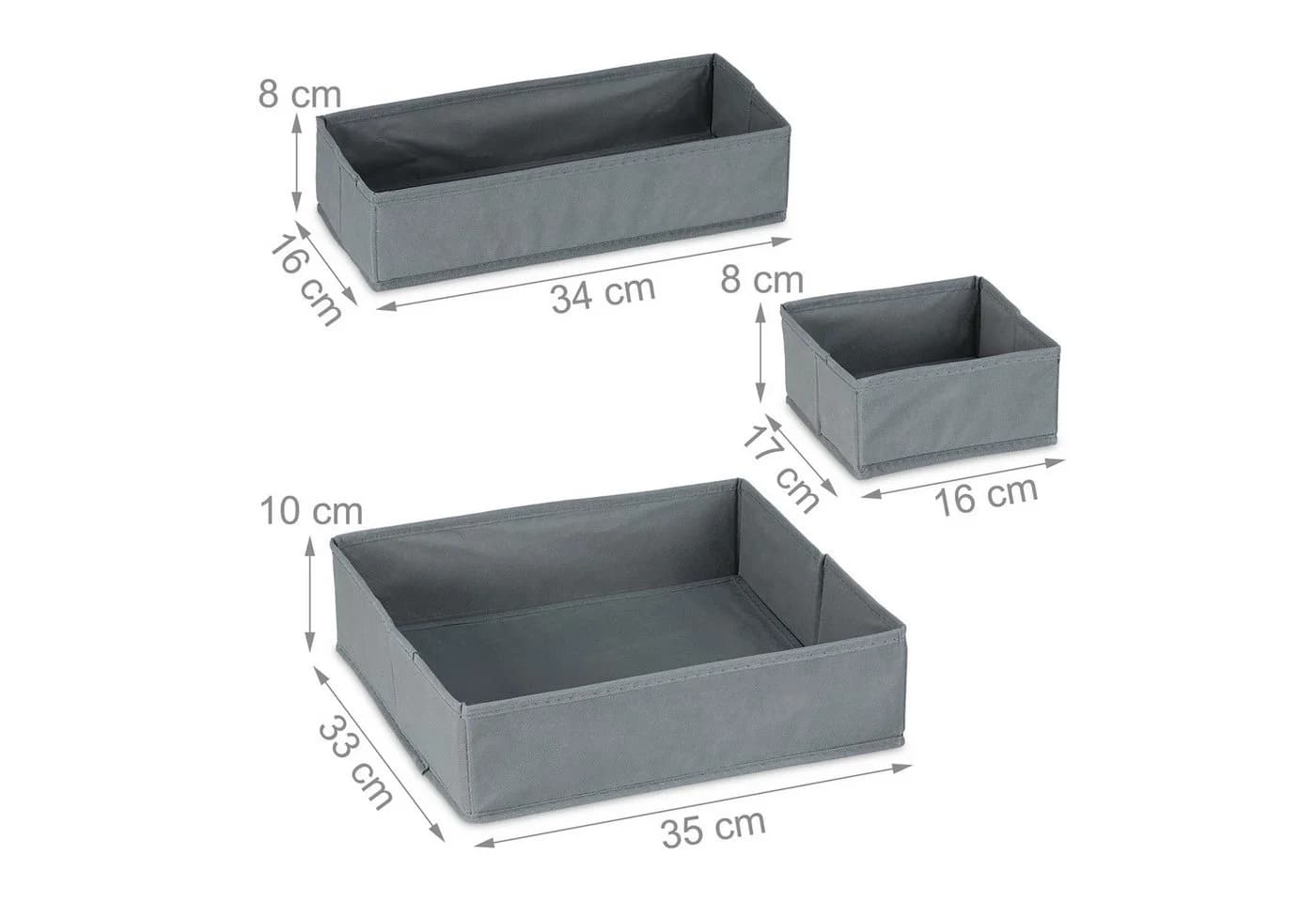 relaxdays Schubladeneinsatz 4-teiliger Schubladen Organizer Vlies Grau - Bild 4