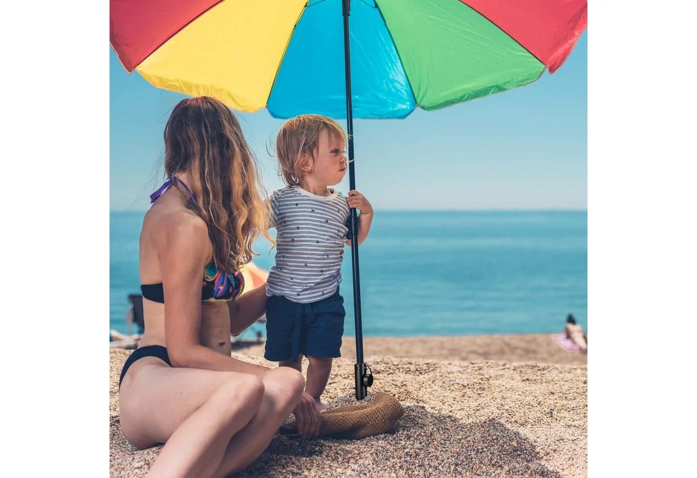 relaxdays 2x Sonnenschirm-Bodenhülse Schwarz mit Drehstange & Adaptern