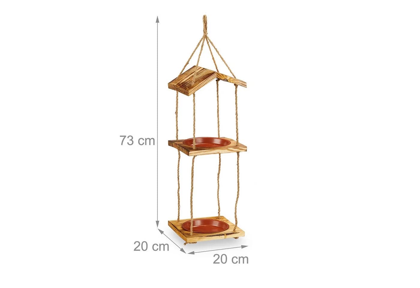 relaxdays Vogelfutterstation mit 2 Schalen Tannenholz - Bild 4