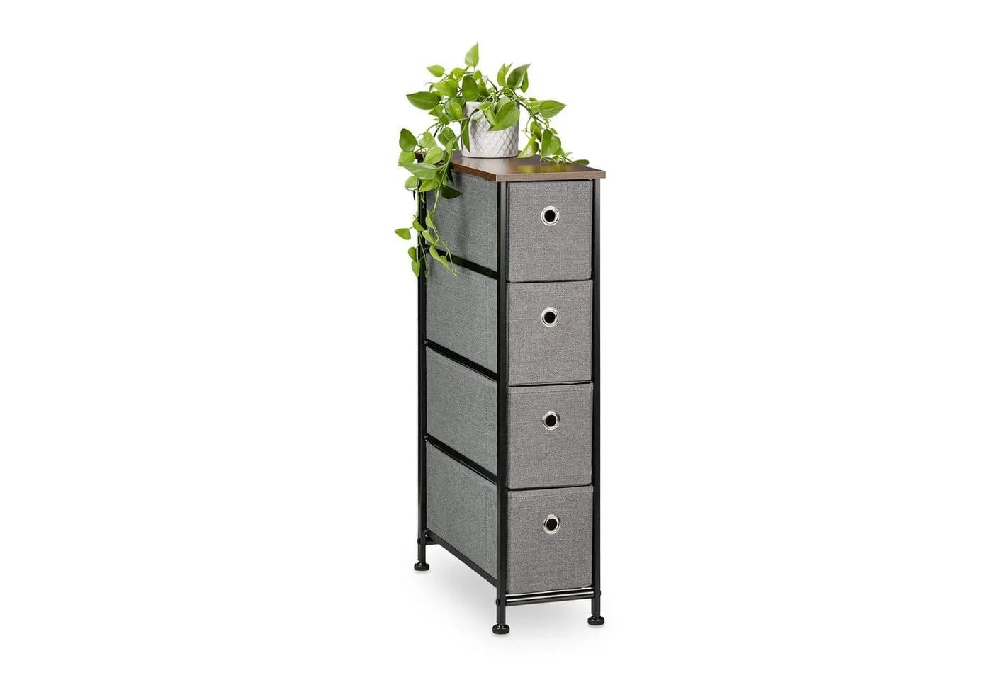 relaxdays Standregal Nischenregal 4 Schubladen Schwarz/Braun/Grau Industrial - Bild 2