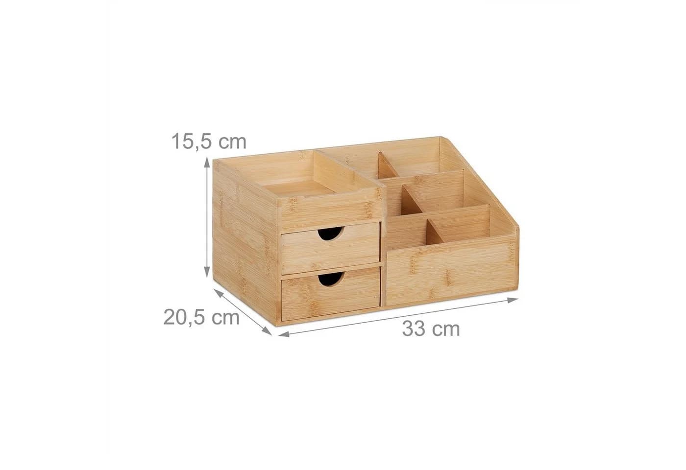 relaxdays Schreibtisch Organizer mit 2 Schubladen Bambus Natur - Bild 4