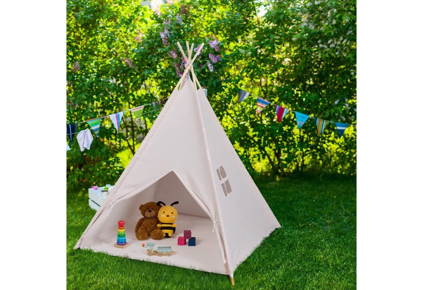 relaxdays Spielzelt Tipi mit Bodenmatte