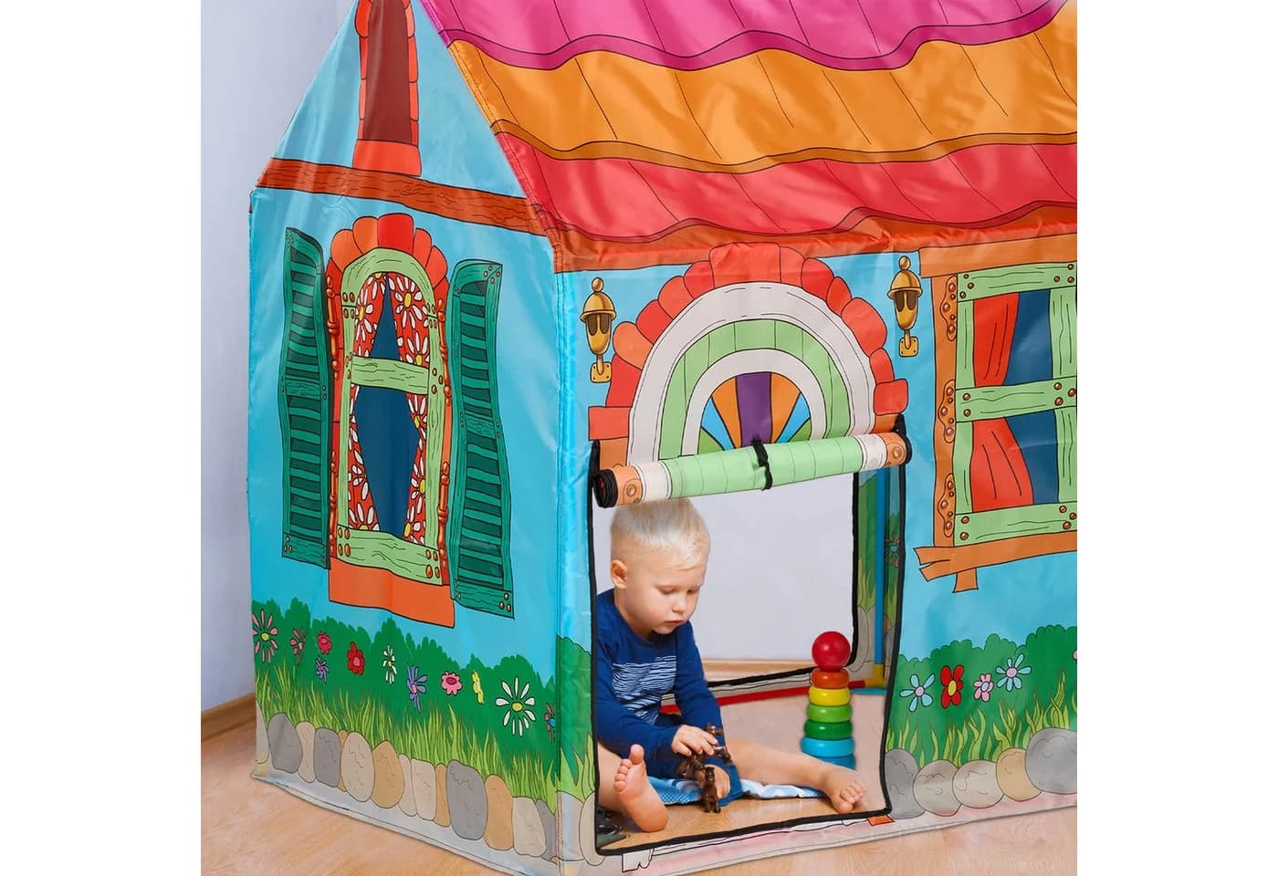 relaxdays Spielzelt Haus Bunt Landhaus-Design - Bild 5
