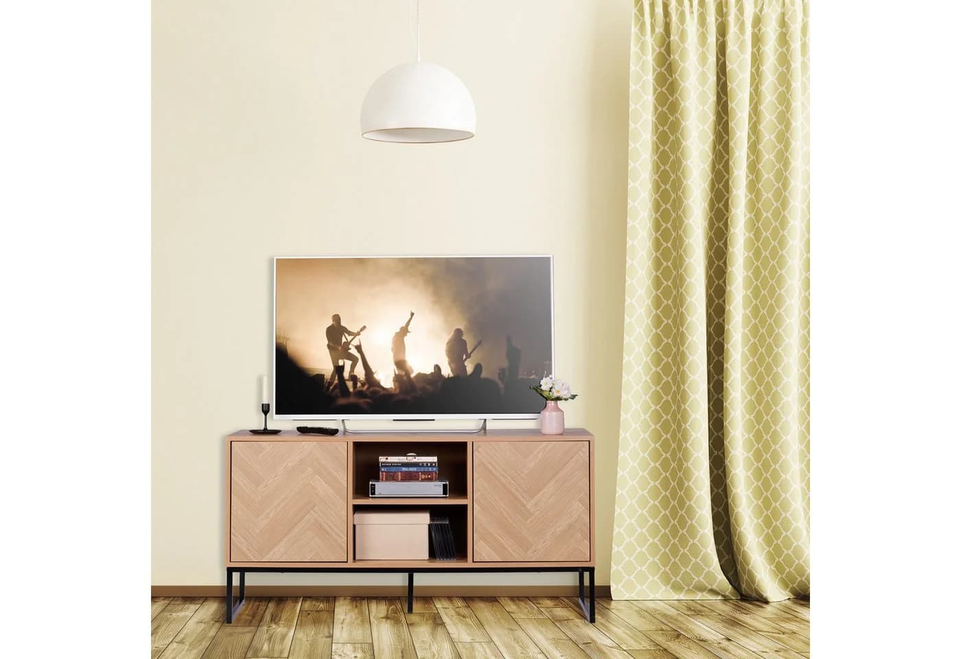 relaxdays TV-Board Lowboard Retro-Design Braun/Schwarz