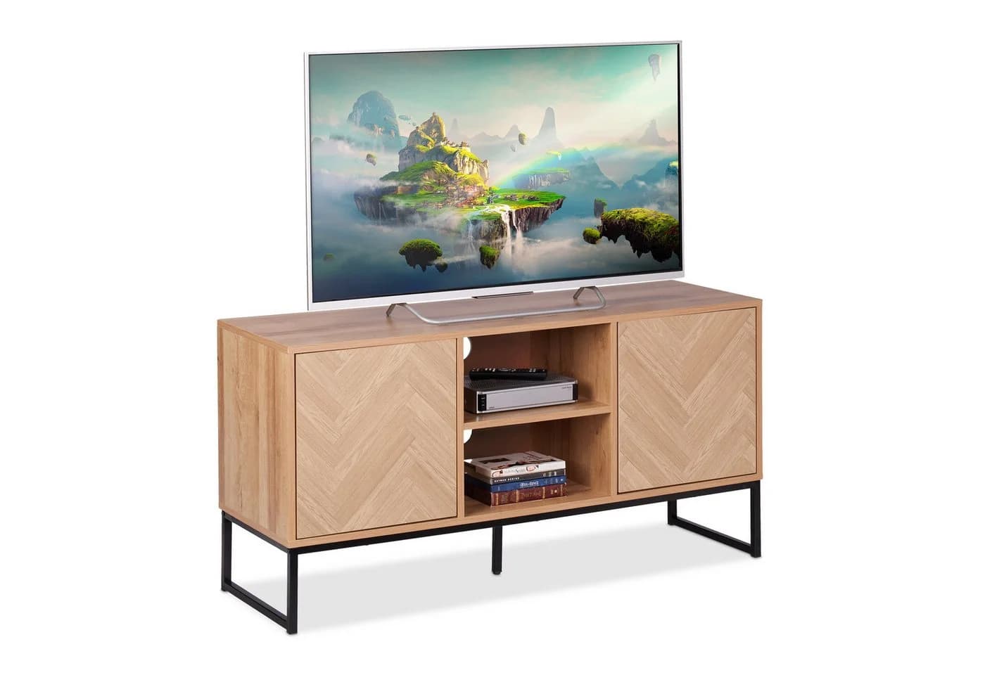 relaxdays TV-Board Lowboard Retro-Design Braun/Schwarz - Bild 2