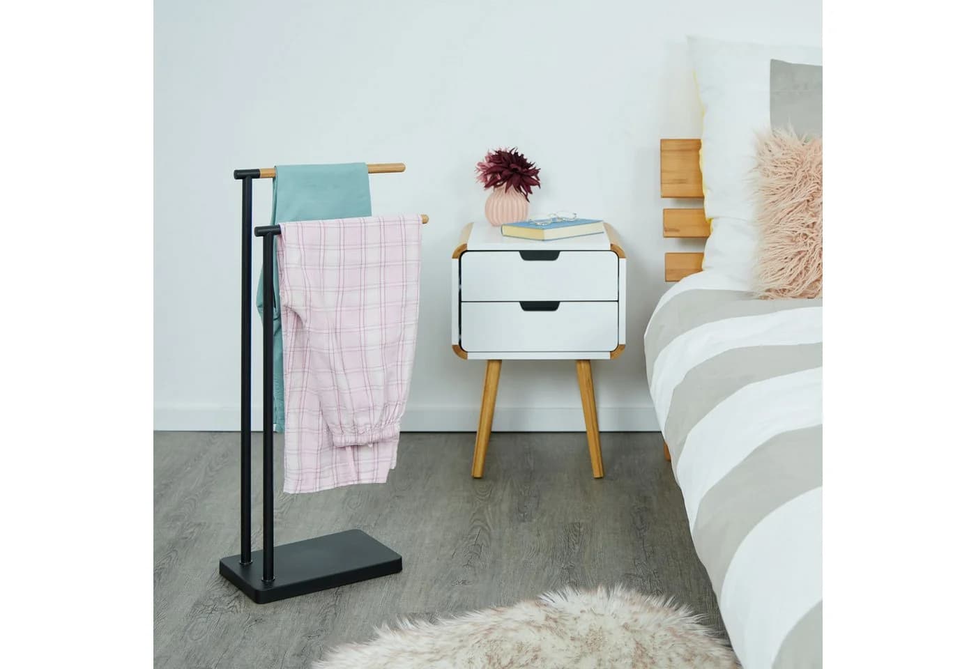 relaxdays Handtuchständer stehend Schwarz Bambus - Bild 5