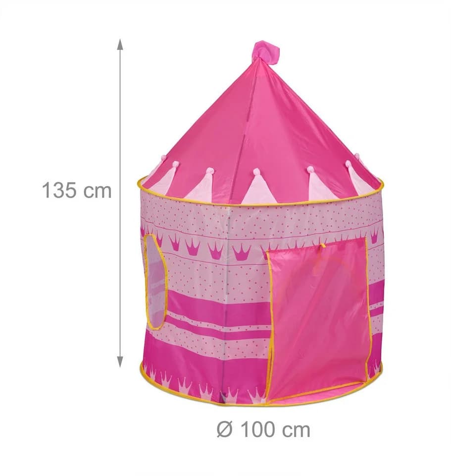 relaxdays Spielzelt Prinzessin Schlossturmdesign Rosa/Gelb - Bild 4