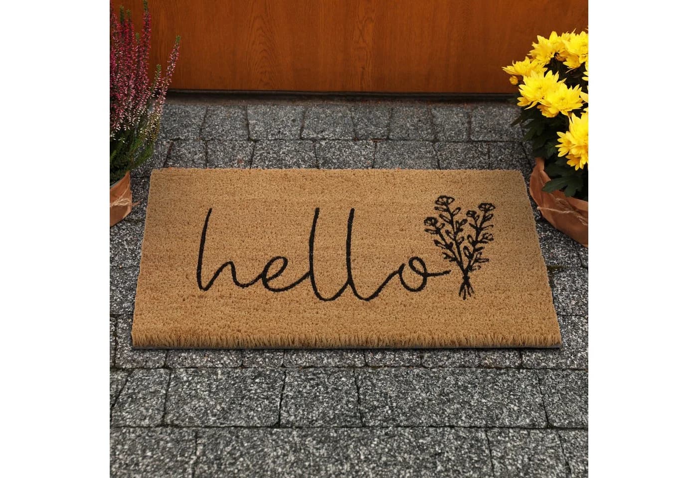 relaxdays Fußmatte Kokos "Hello" rechteckig 15 mm
