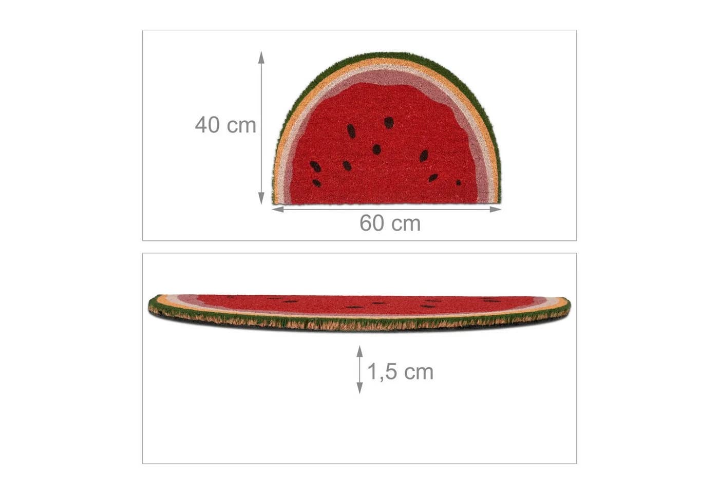 relaxdays Halbrunde Fußmatte Wassermelone Bunt Kokosfaser - Bild 4