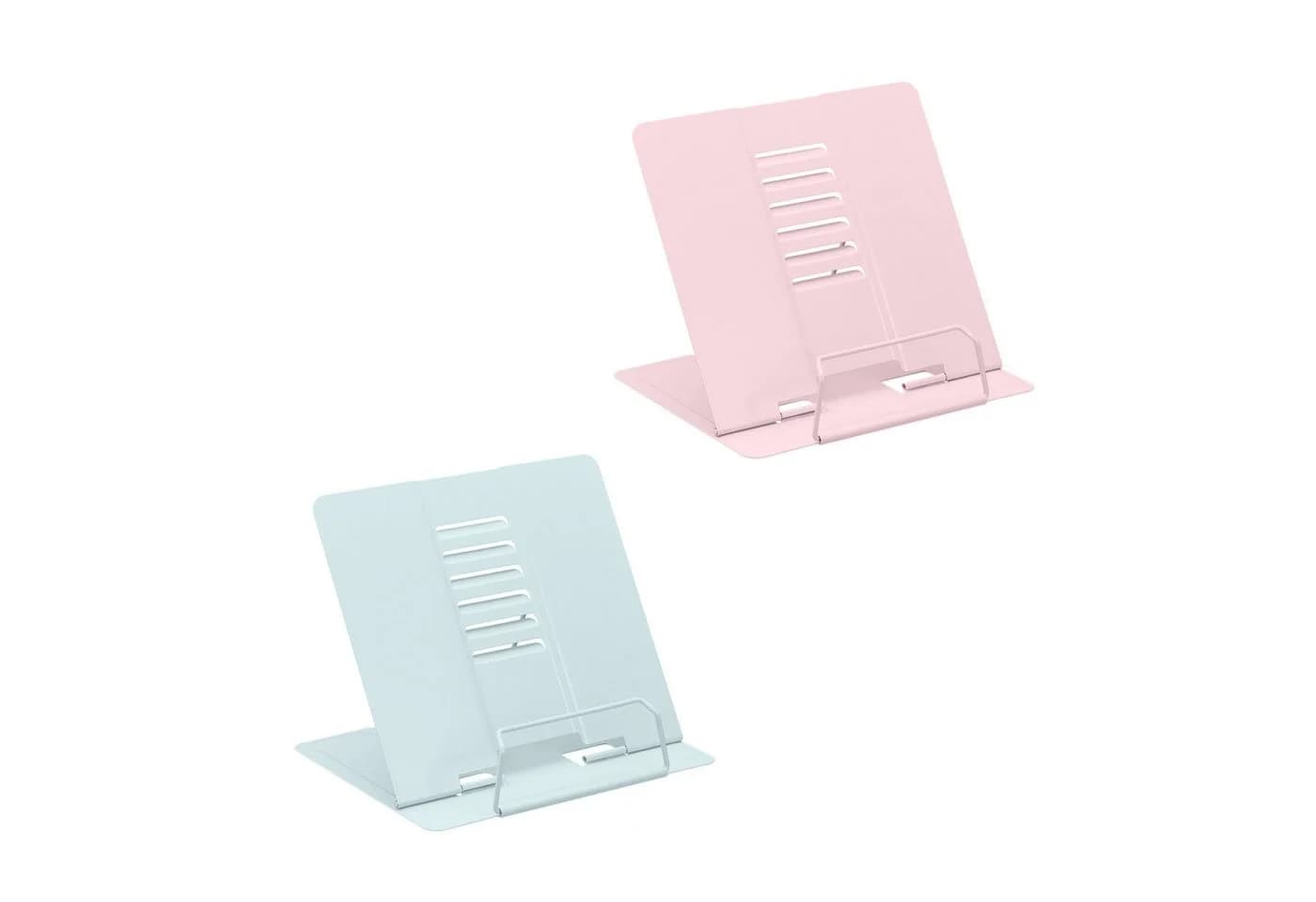 relaxdays Kochbuchhalter Buchständer 2er Set höhenverstellbar Blau/Rosa - Bild 2