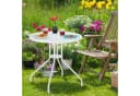 relaxdays Gartentisch Weiß Holz Optik Kunststoff Stahl Bild 1