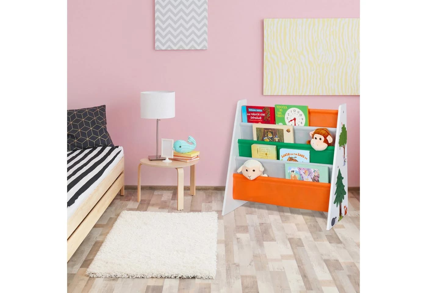 relaxdays Bücherregal Kinder Waldtiere Bunt