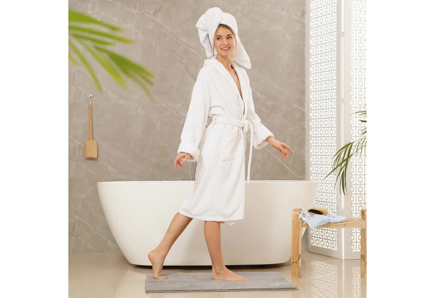 relaxdays Badhocker mit Griffen Bambus Natur - Bild 3