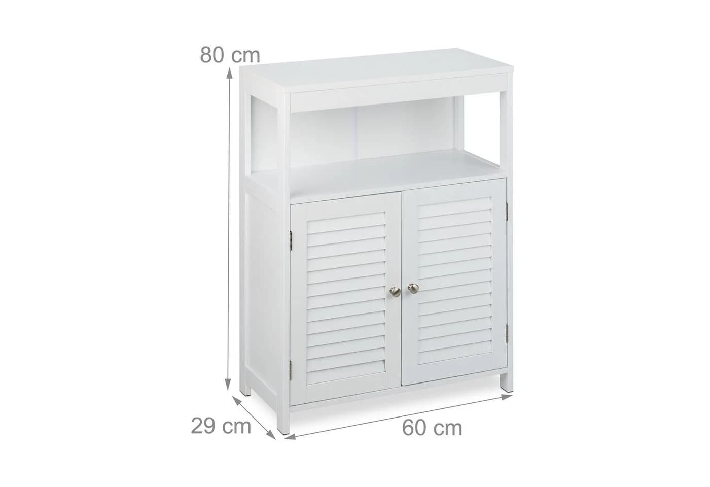 relaxdays Beistellschrank Weiß Badschrank mit Lamellentüren - Bild 4
