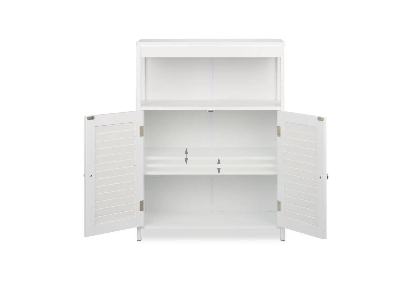 relaxdays Beistellschrank Weiß Badschrank mit Lamellentüren - Bild 5