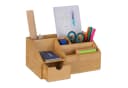 relaxdays Schreibtisch Organizer mit Schublade Bambus Braun Bild 2
