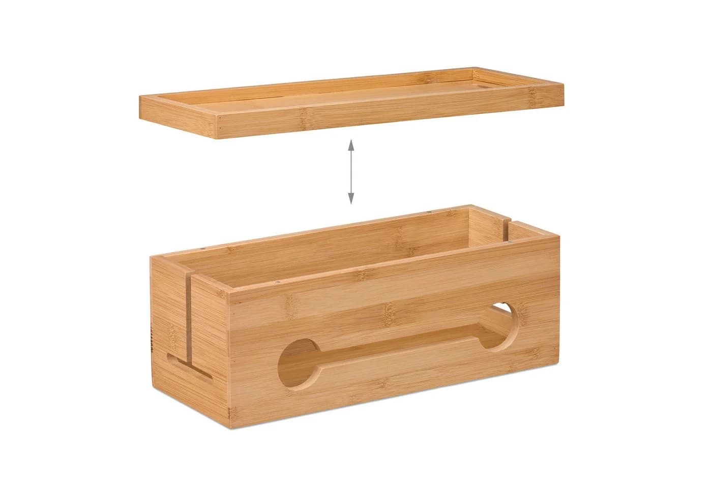 relaxdays Kabelbox aus Bambus - Kabelmanagement mit Magnetverschluss - Bild 5