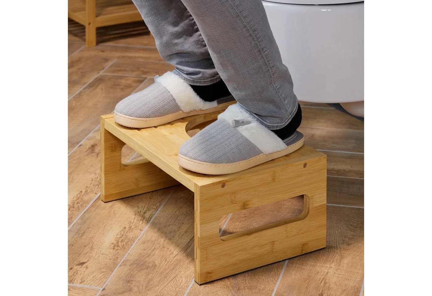 relaxdays Badhocker Toilettenhocker aus Bambus