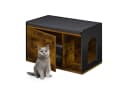 relaxdays Katzenschrank Industrial Design Schwarz/Braun mit Sitzbank Bild 2