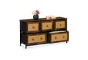 relaxdays Kommode 5 Schubladen Rattan Optik Braun Schwarz Bild 2
