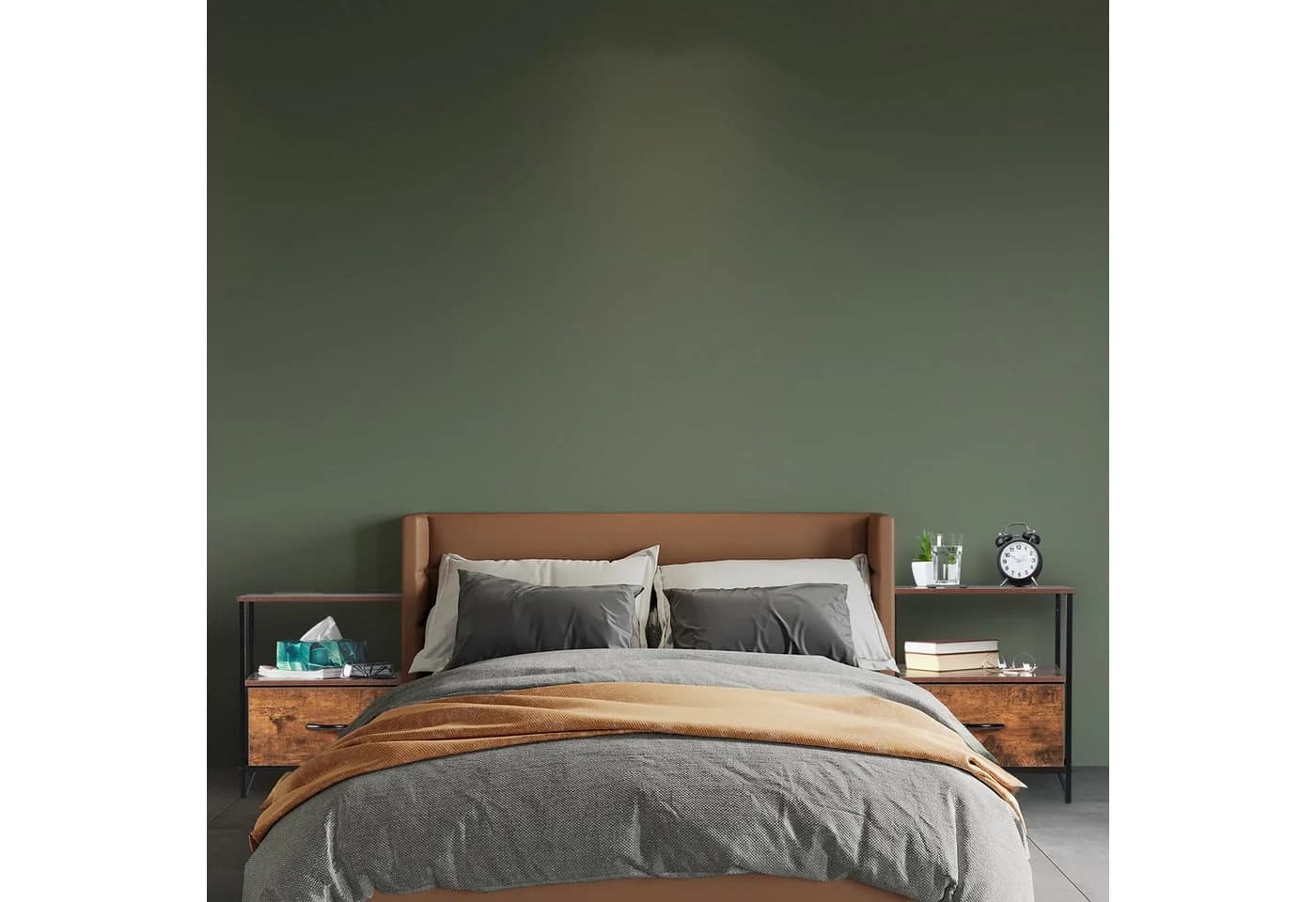 relaxdays Nachttisch Industrial 2er Set Schwarz/Braun