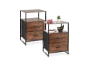 relaxdays Nachttisch Industrial 2er Set Schwarz/Braun Bild 2