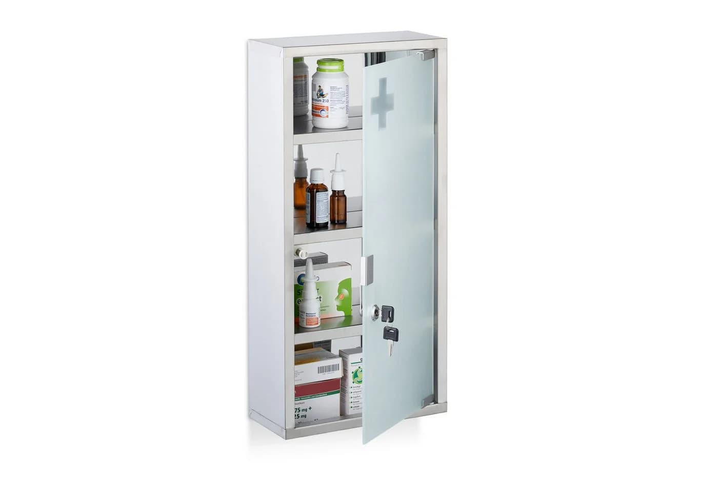 relaxdays Medizinschrank mit Glastür Silber - Bild 2