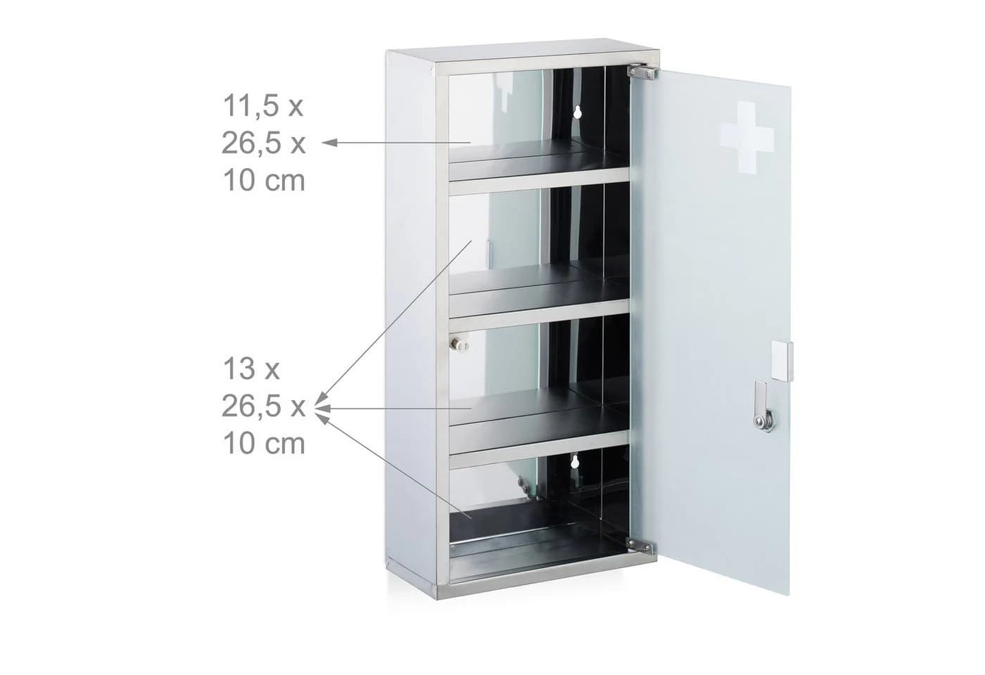 relaxdays Medizinschrank mit Glastür Silber - Bild 5