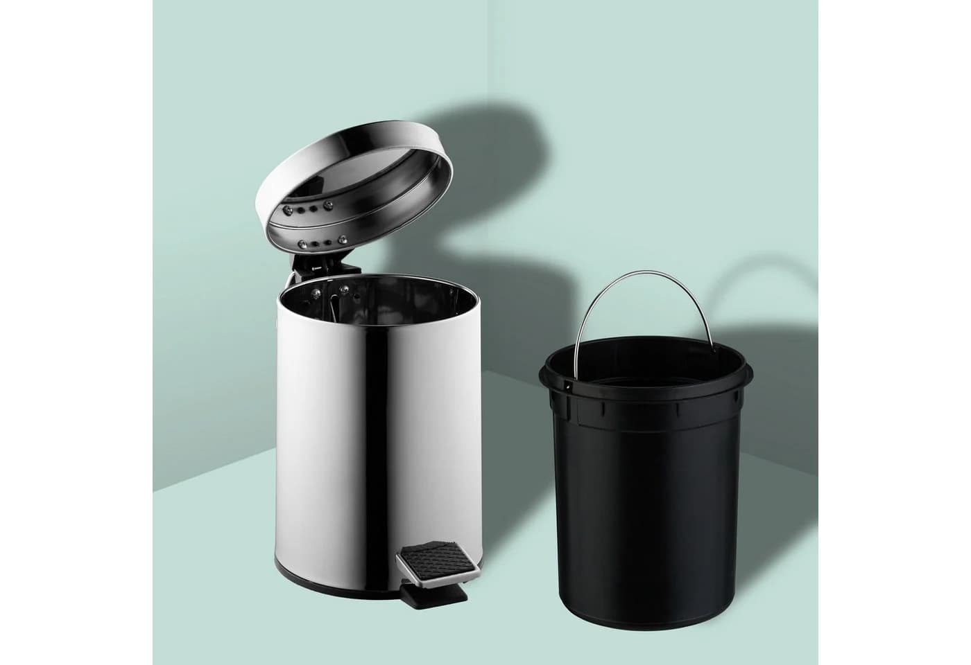 relaxdays Kosmetikeimer Edelstahl 3 Liter Silber Schwarz - Bild 5