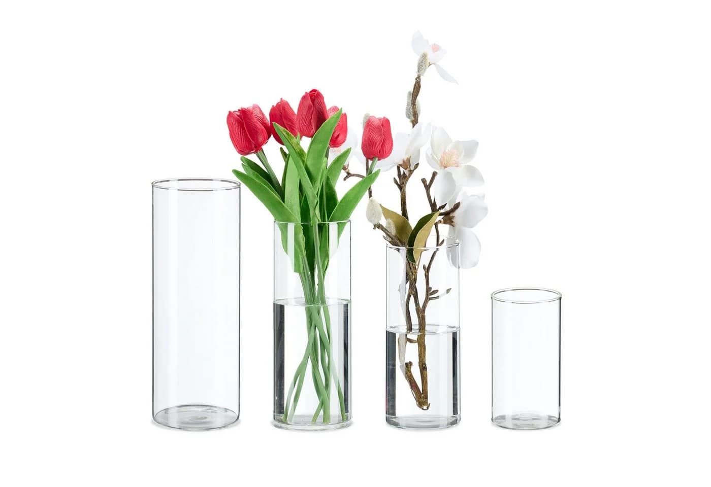 relaxdays Tischvase 4er Set Glas Transparent - Bild 2