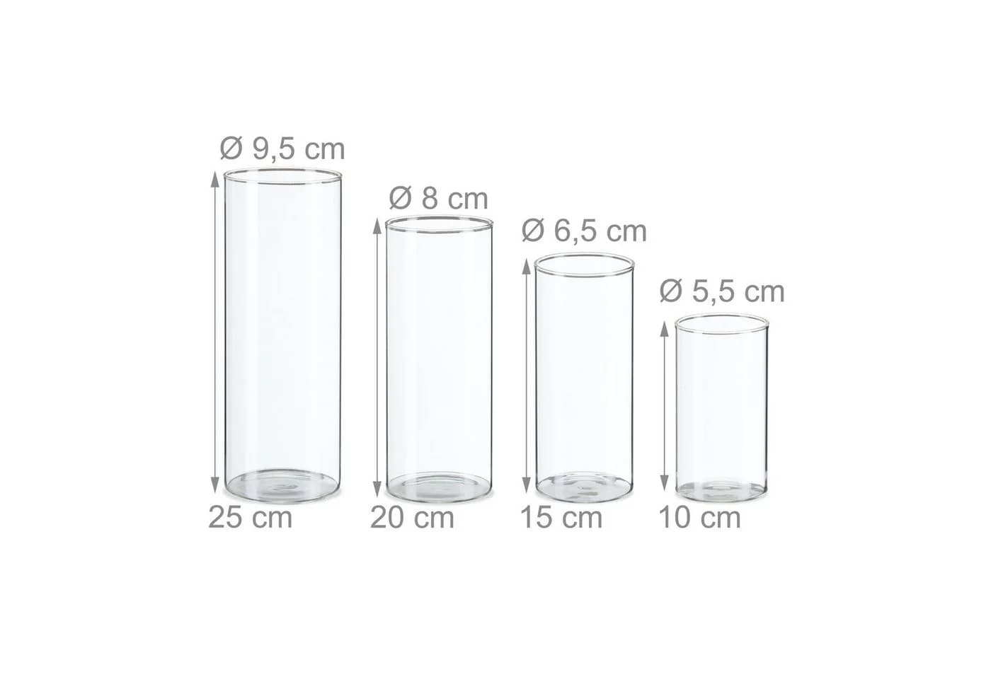 relaxdays Tischvase 4er Set Glas Transparent - Bild 4