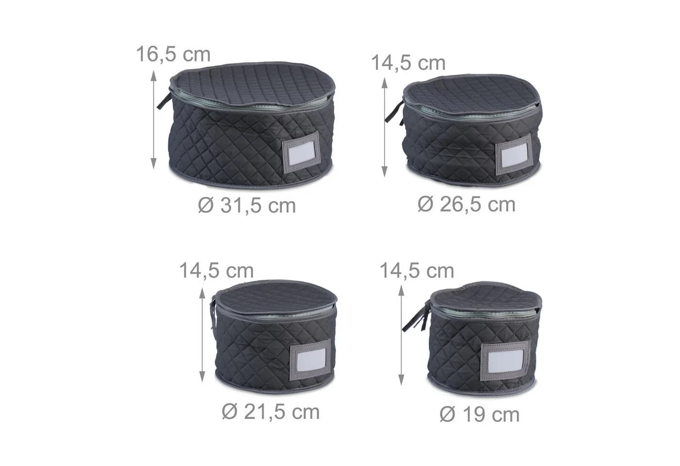 relaxdays Geschirraufbewahrungsbox 6er Set Grau Polyester - Bild 5