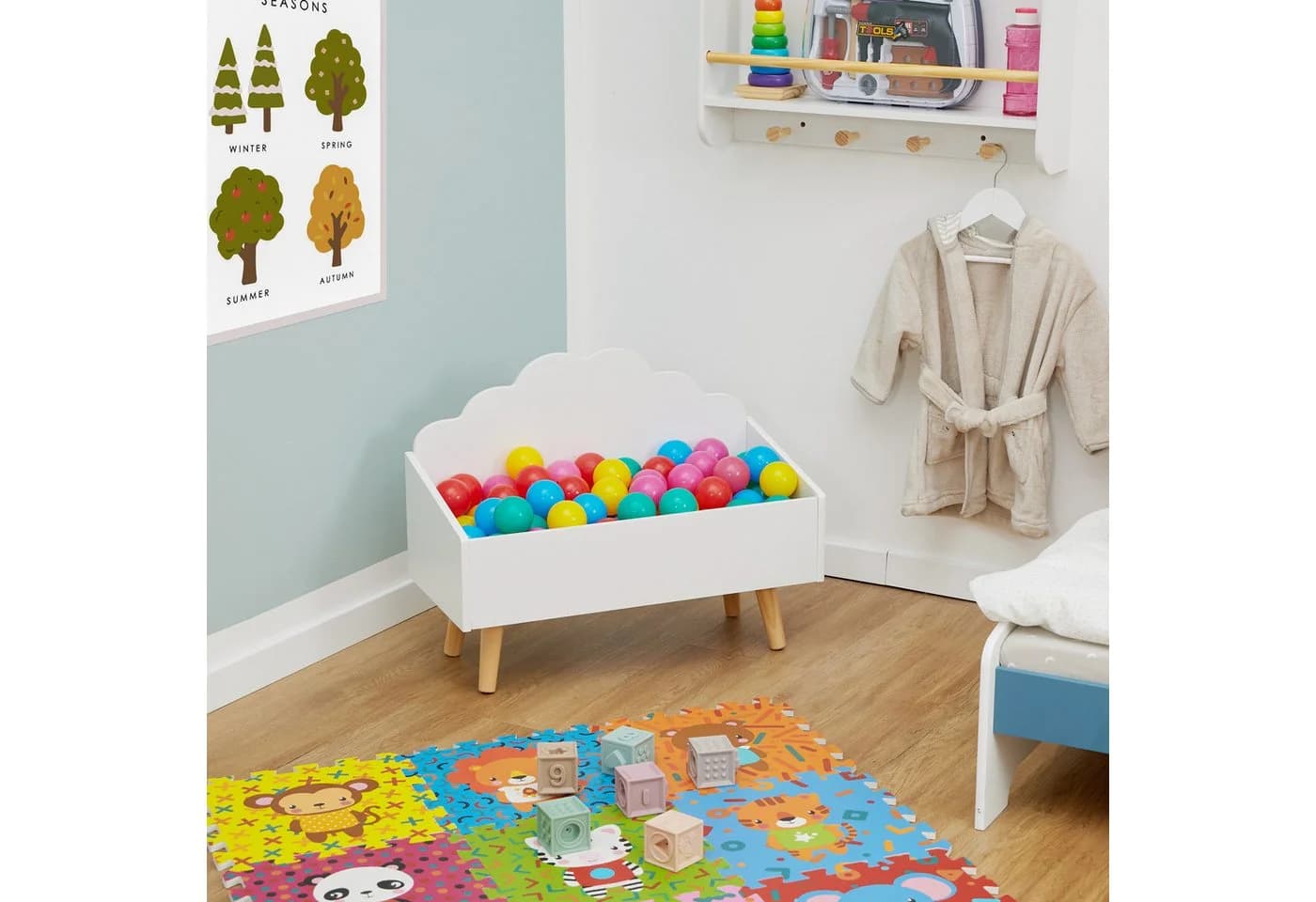 relaxdays Spielzeugtruhe Kindertruhe Wolken-Design - Bild 3