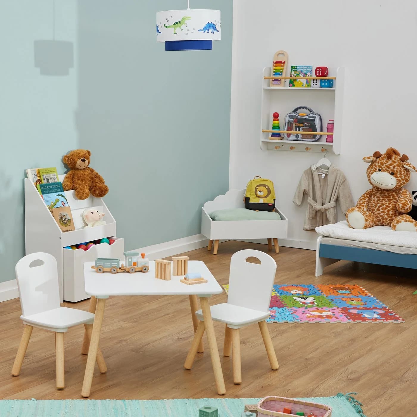 RELAXDAYS Kindersitzgruppe 3-teilig Weiß/Natur MDF & Kiefernholz - Bild 3