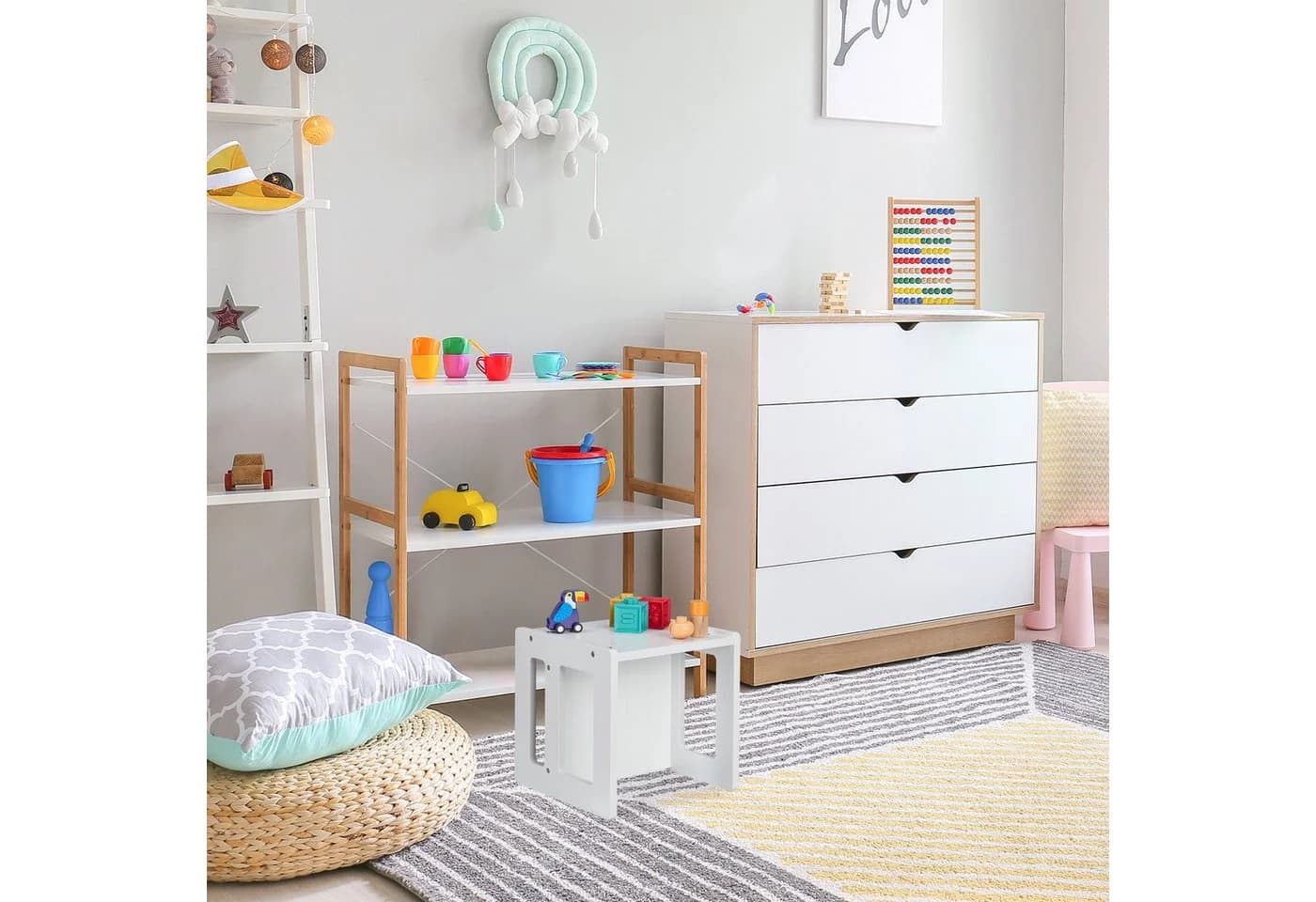 RELAXDAYS Kinderhocker Wendbar Weiß Multifunktional - Bild 3