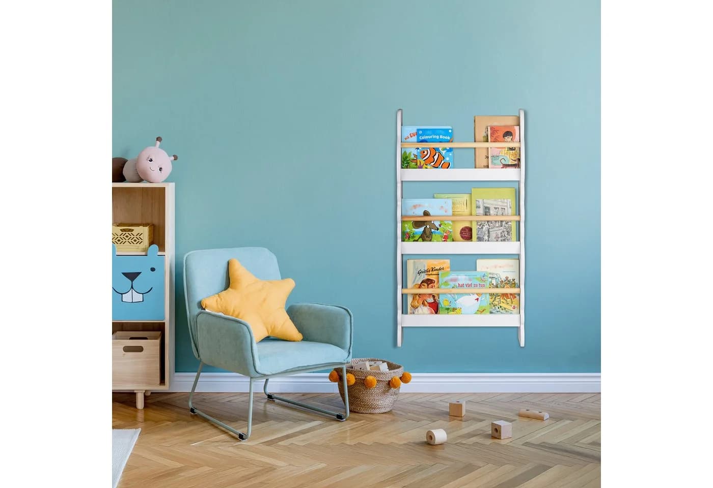 relaxdays Kinderbücherregal Wolke Weiß