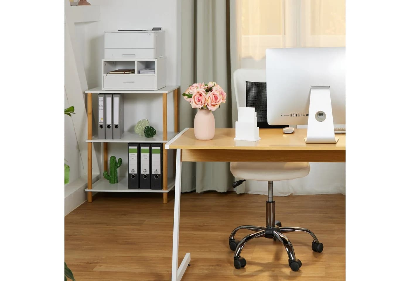 relaxdays Druckertisch Druckerständer mit Schublade Weiß - Bild 3
