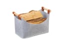 relaxdays Aufbewahrungskorb Filztasche mit Holzgriffen Grau 2er Set Bild 2