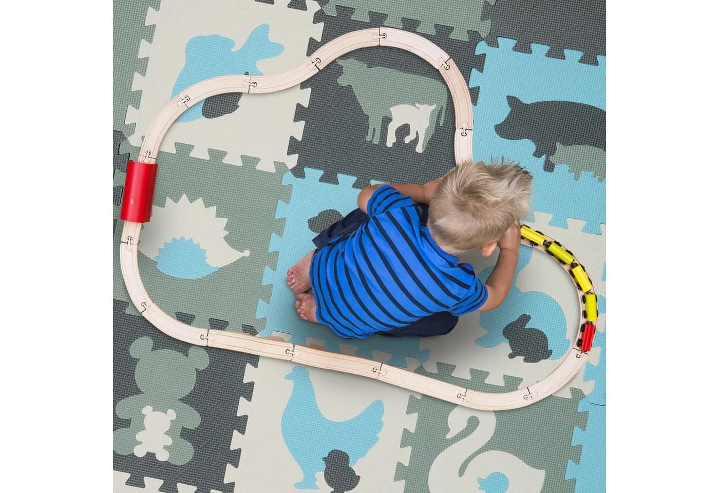 RELAXDAYS Spielmatte Puzzlematte Tiere Grau/Weiß/Blau - Bild 3