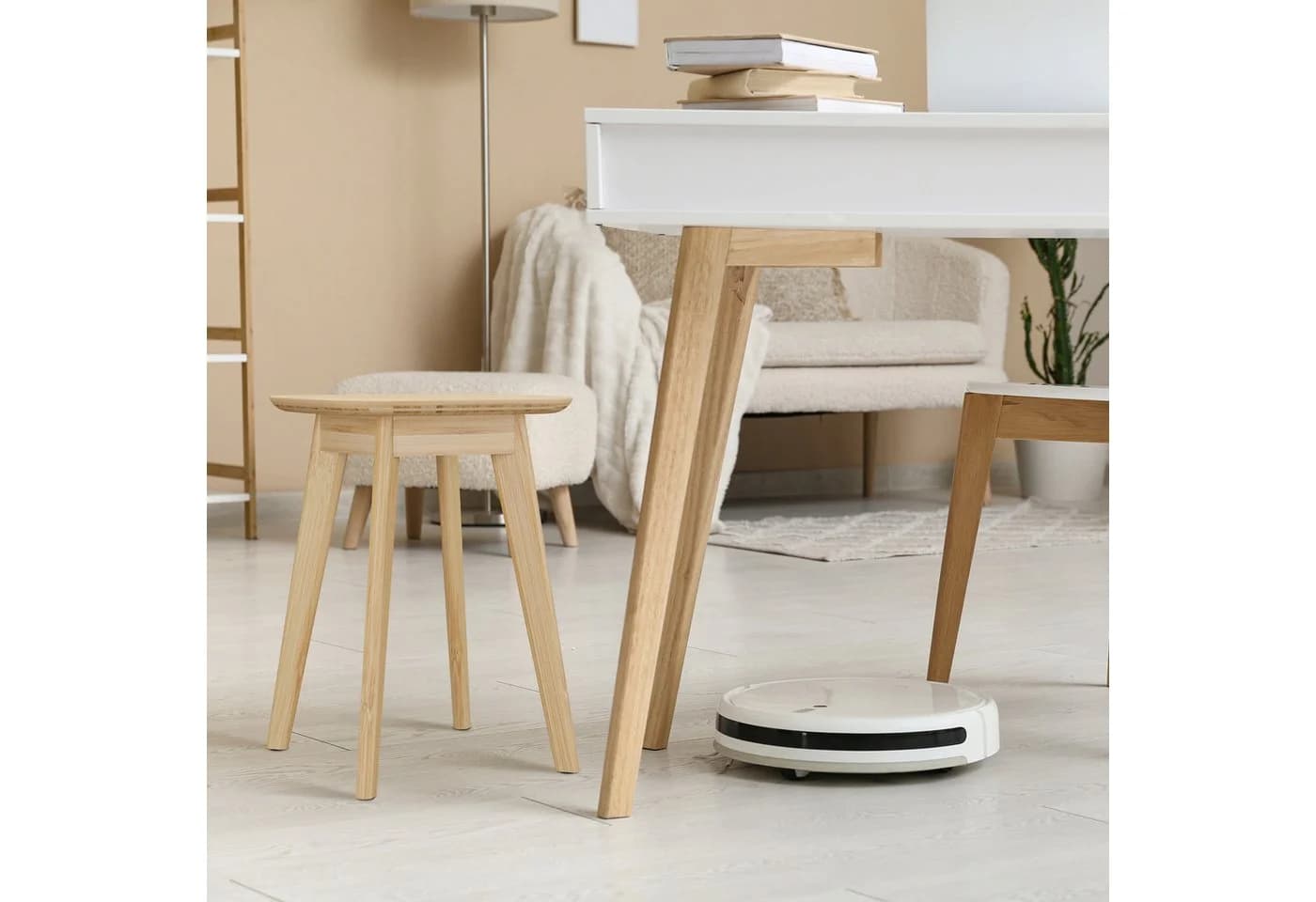 relaxdays Bambus Sitzhocker Esszimmerhocker Feuchtigkeitsresistent