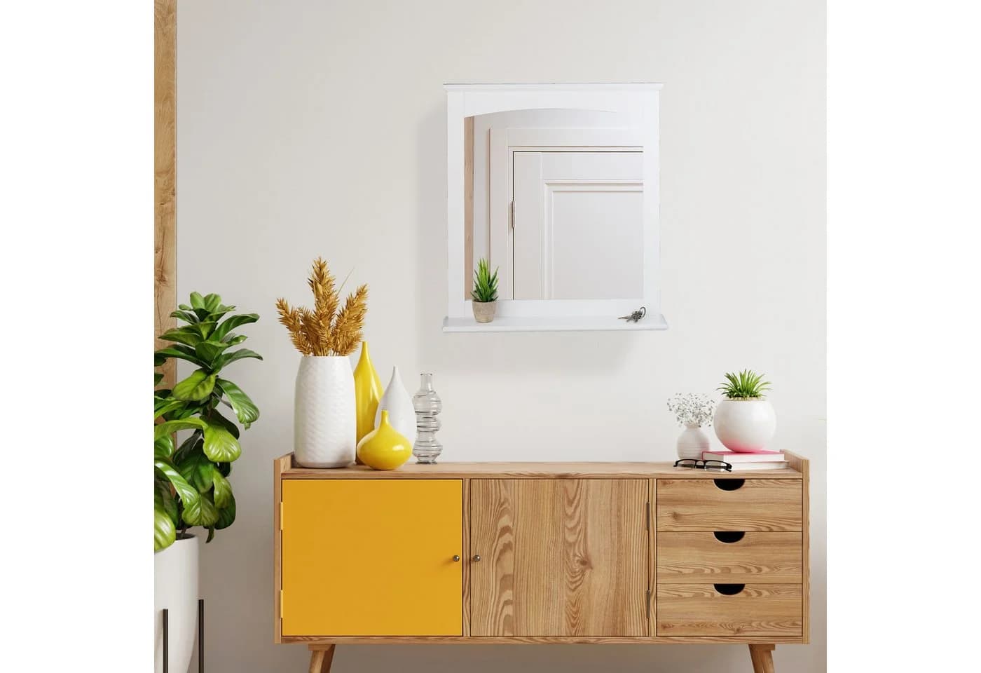 RELAXDAYS Wandspiegel mit Ablage Weiß MDF - Bild 3