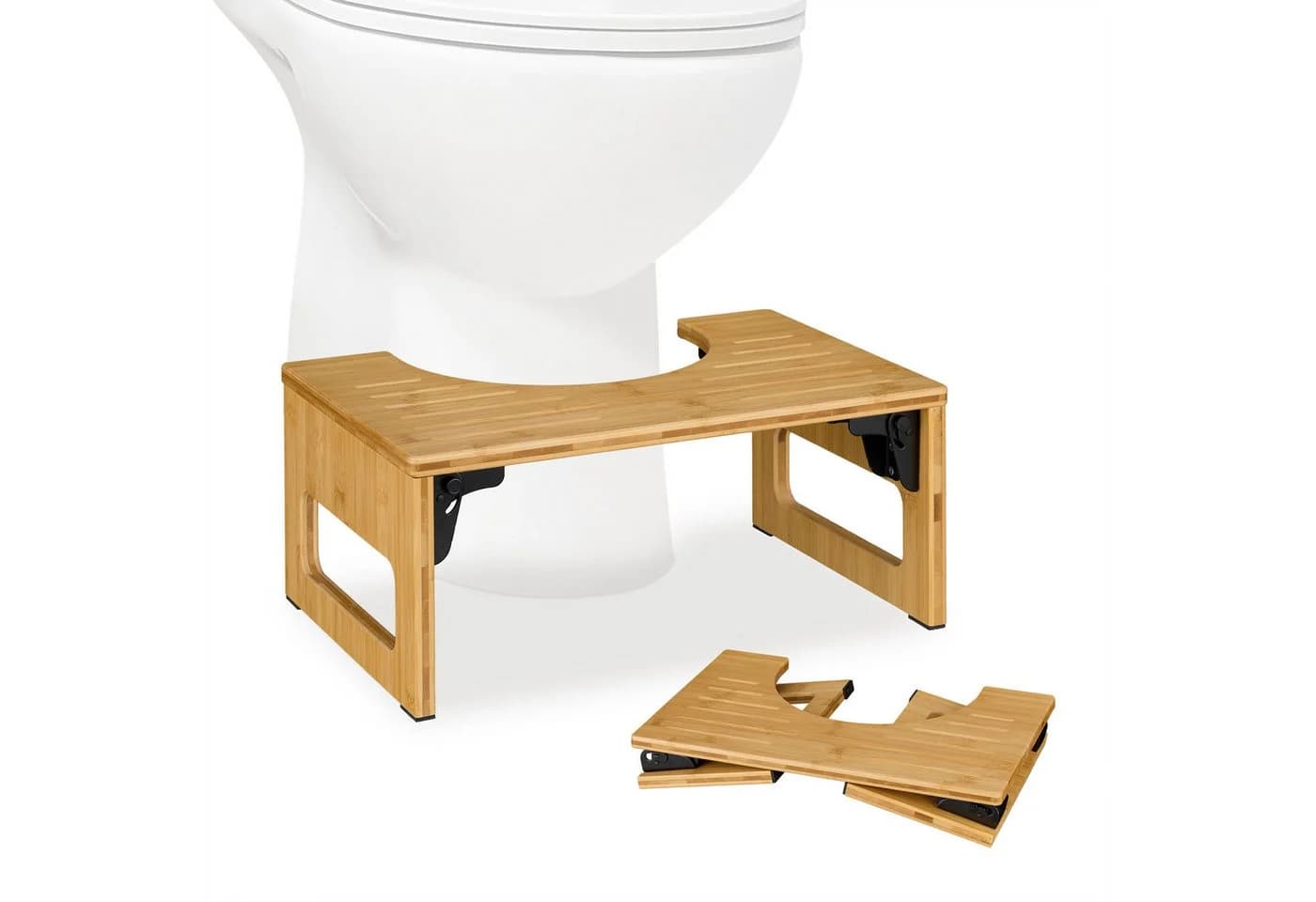 relaxdays Klappbarer Toilettenhocker aus Bambus - Bild 2