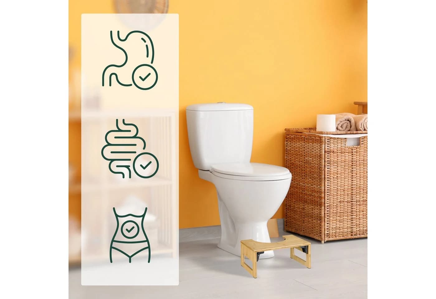relaxdays Klappbarer Toilettenhocker aus Bambus - Bild 3
