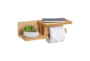 relaxdays Toilettenpapierhalter Bambus 2 Ablagen Modern Bild 2
