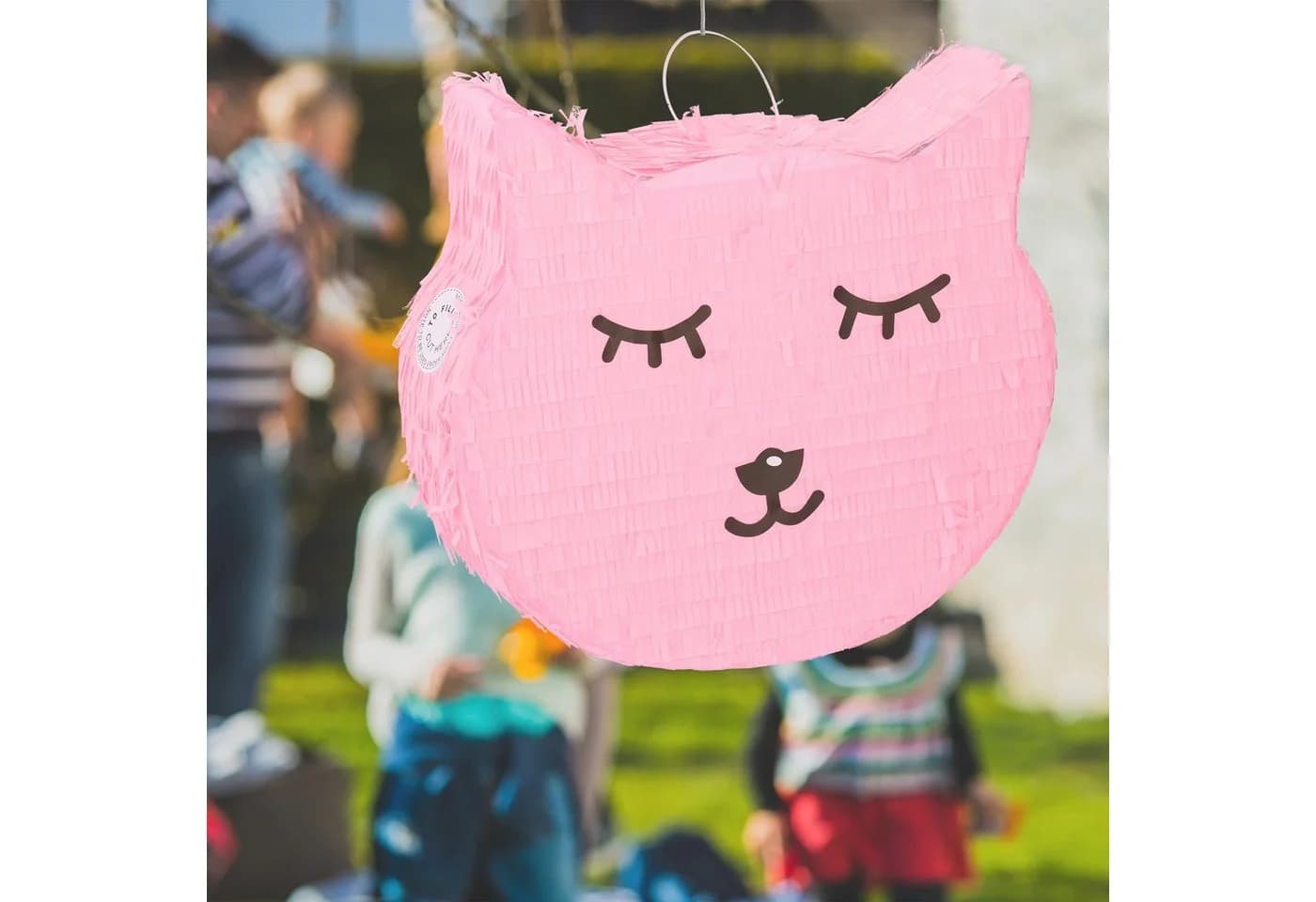 relaxdays Katzen Pinata mit Stab und Maske Rosa